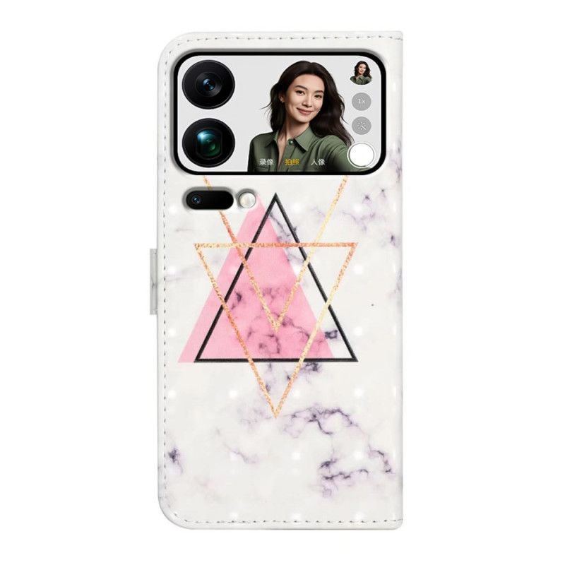 Skórzany Futerał Xiaomi 17 Pro Max Etui Na Telefon Trójkątny Marmur