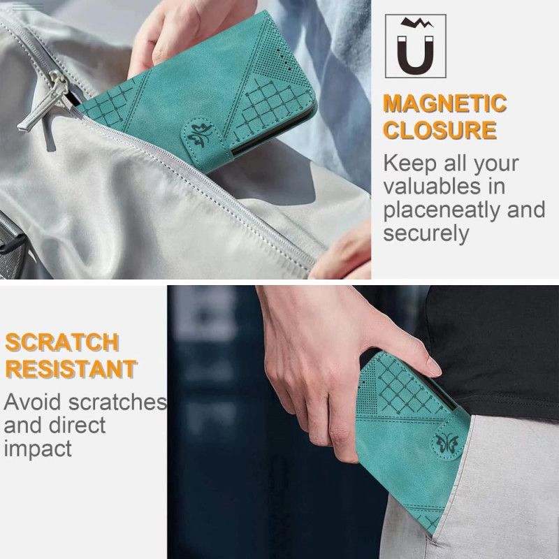 Skórzany Futerał Xiaomi 17 Pro Max Etui Na Telefon Wzór Motyla I Geometryczny