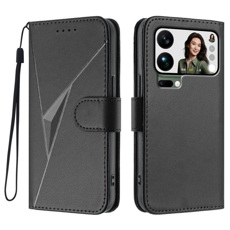 Skórzany Futerał Xiaomi 17 Pro Max Etui Na Telefon Wzór Trójkąta