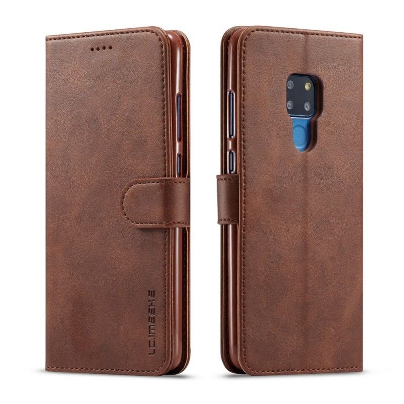 Etui Folio Huawei Mate 20 Szary Czarny Lc.Imeeke Efekt Skóry Etui Ochronne