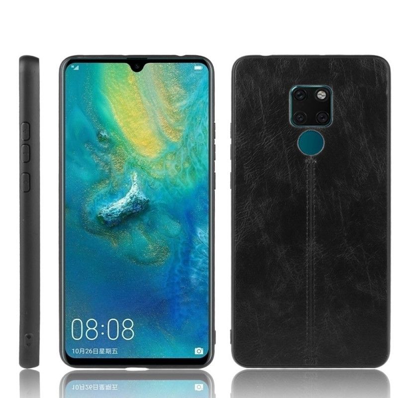 Etui Huawei Mate 20 Czerwony Czarny Efekt Szytej Skóry