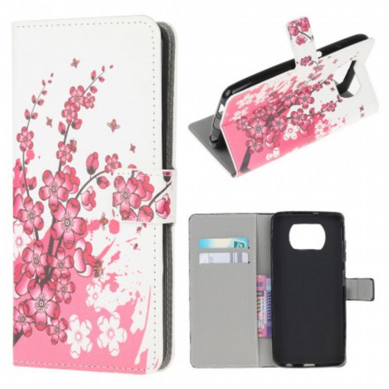 Etui Folio do Poco X3 / X3 Pro / X3 NFC Tropikalne Kwiaty