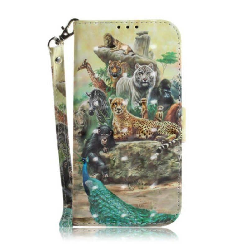 Etui Folio do Poco X3 / X3 Pro / X3 NFC z Łańcuch Stringi Safari Animals