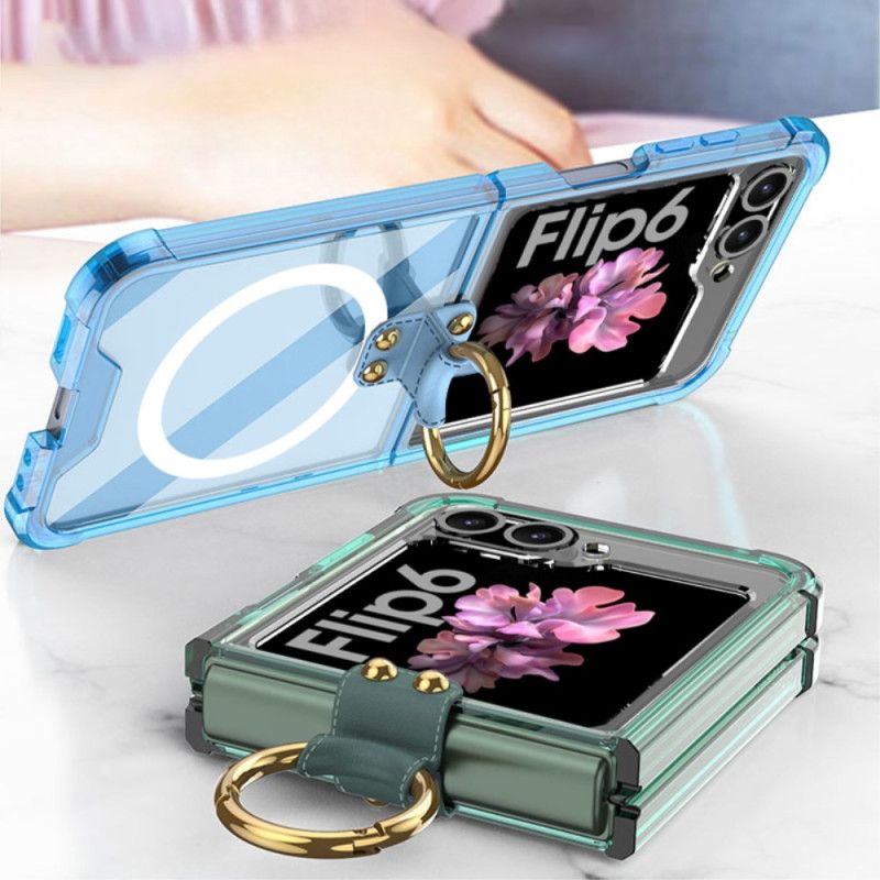 Etui Samsung Galaxy Z Flip 6 Przezroczysty Uchwyt Pierścieniowy Kompatybilny Z Magsafe Gkk