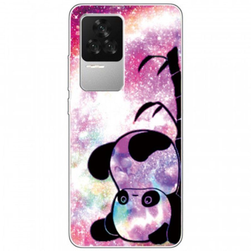 Etui do Poco F4 Silikonowa Panda Do Góry Nogami