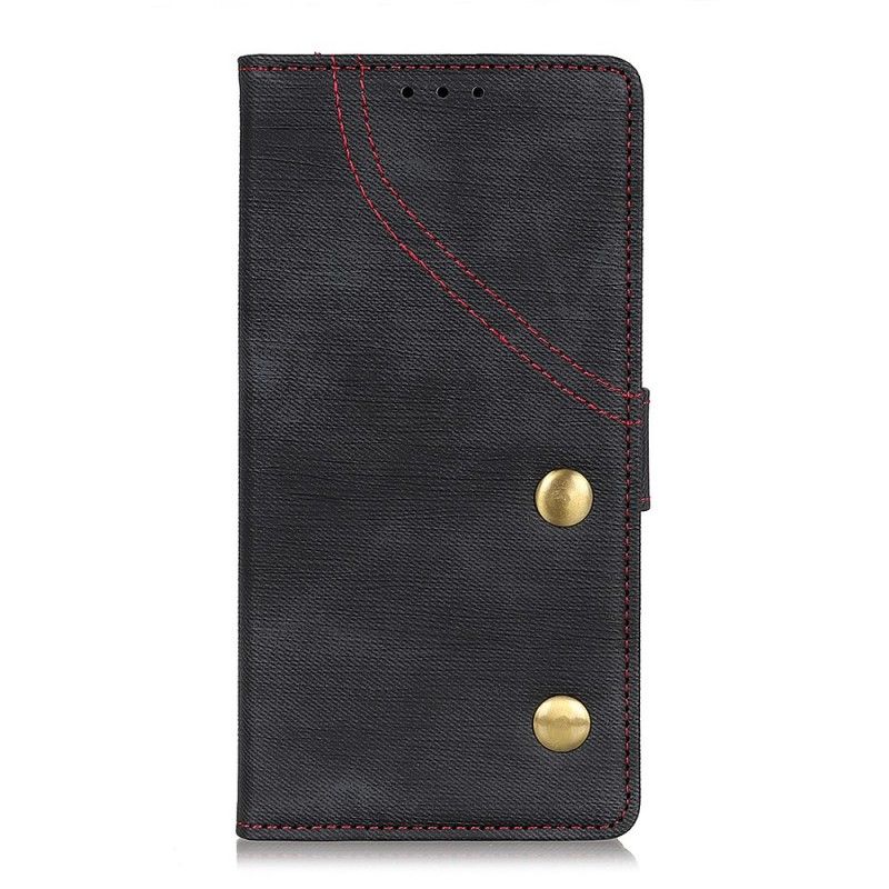 Etui Folio OnePlus 7 Pro Czarny Guziki Do Dżinsów Etui Ochronne