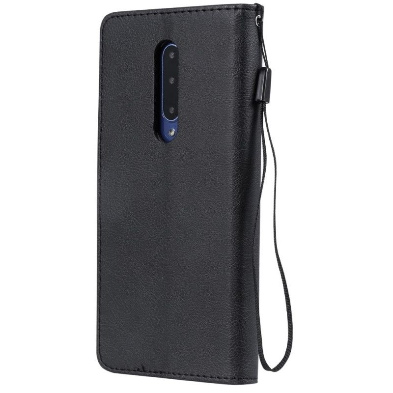 Etui Folio OnePlus 7 Pro Czerwony Czarny Efekt Skóry Z Paskiem Etui Ochronne