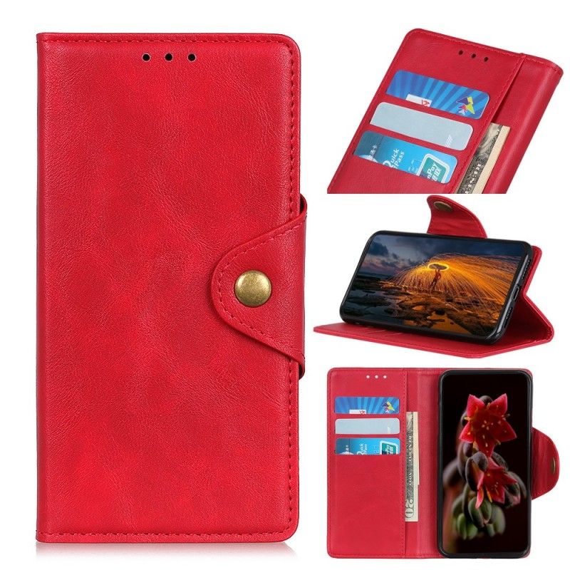 Etui Folio OnePlus 7 Pro Czerwony Czarny Imitacja Skóry Guzików Etui Ochronne