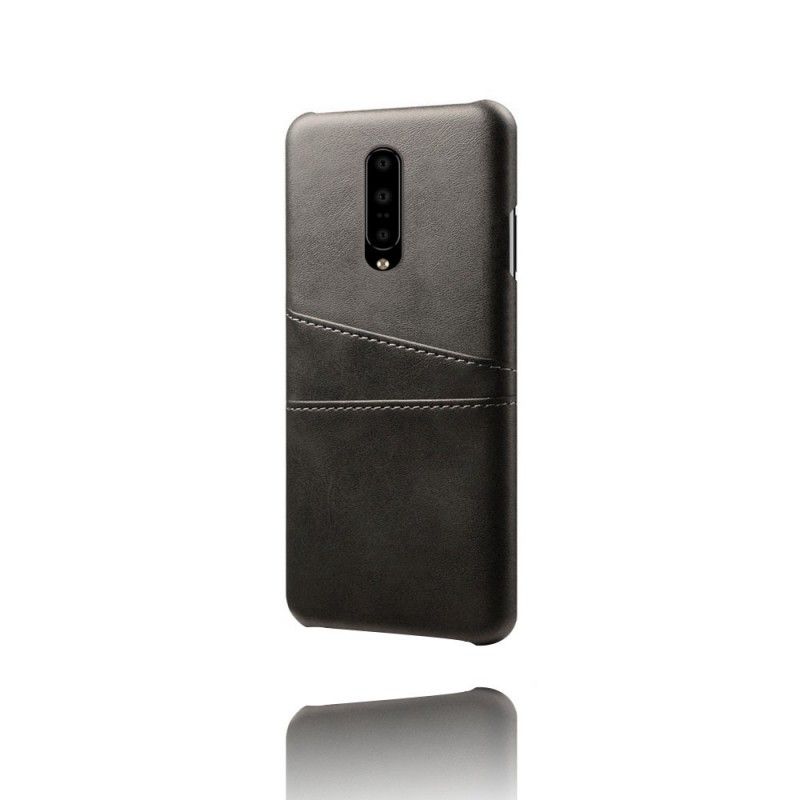 Etui OnePlus 7 Pro Czerwony Czarny Etui Na Karty Z Efektem Skóry