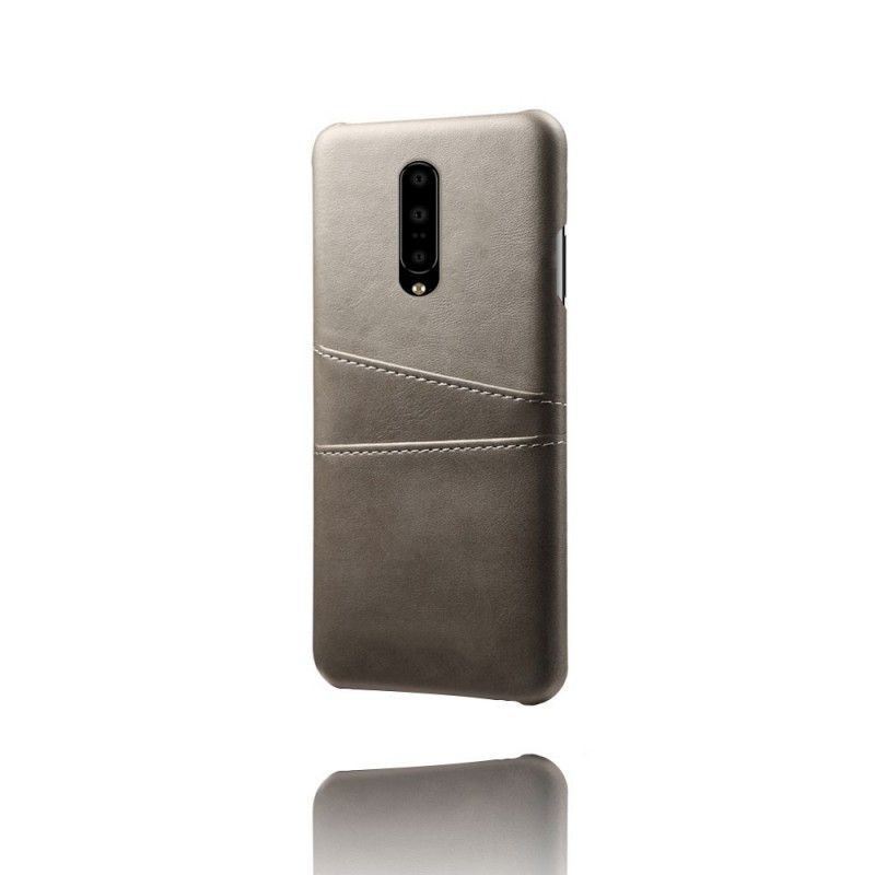 Etui OnePlus 7 Pro Czerwony Czarny Etui Na Karty Z Efektem Skóry