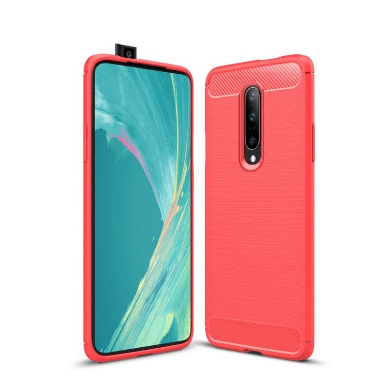 Futerały OnePlus 7 Pro Czerwony Czarny Etui na Telefon Szczotkowane Włókno Węglowe