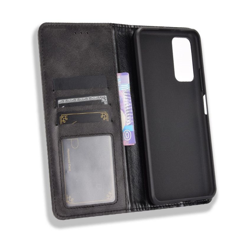 Flip Kotelot Honor 10X Lite Czerwony Czarny Stylizowany Efekt Skóry W Stylu Vintage Etui Ochronne