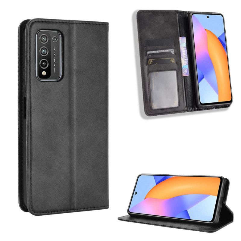 Flip Kotelot Honor 10X Lite Czerwony Czarny Stylizowany Efekt Skóry W Stylu Vintage Etui Ochronne