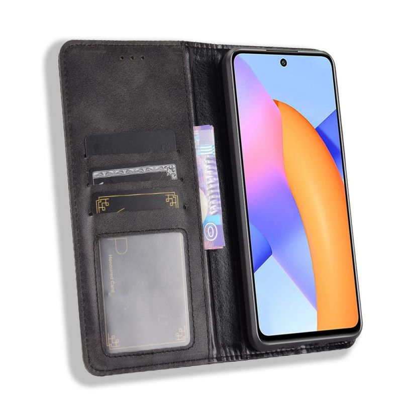 Flip Kotelot Honor 10X Lite Czerwony Czarny Stylizowany Efekt Skóry W Stylu Vintage Etui Ochronne