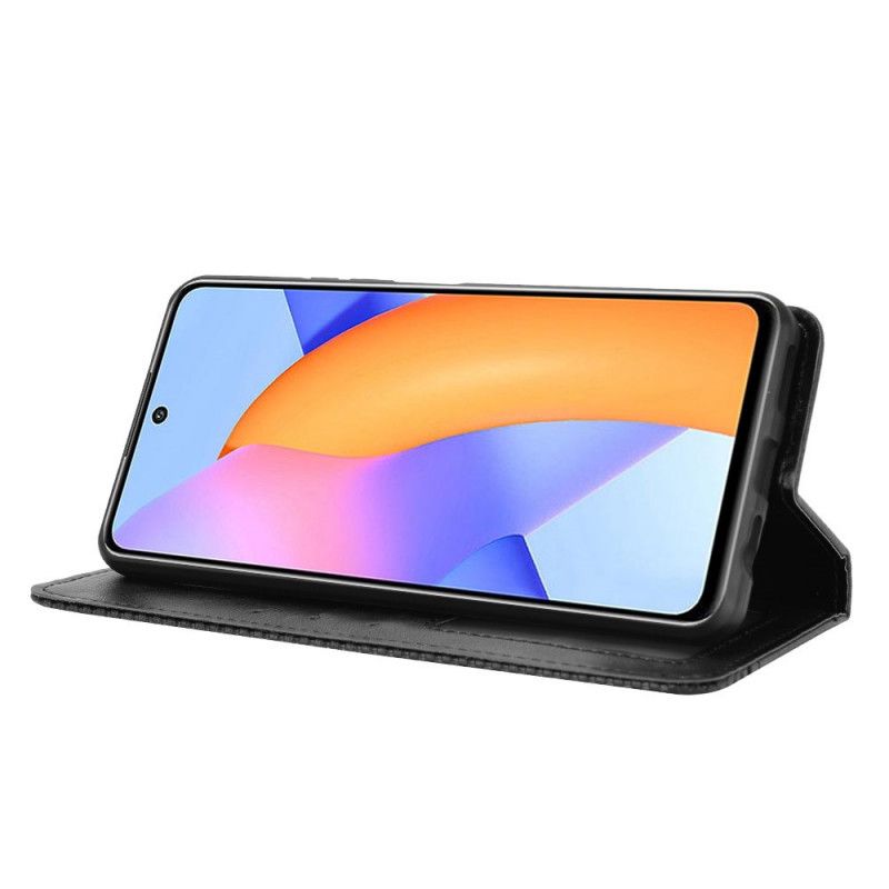 Flip Kotelot Honor 10X Lite Czerwony Czarny Stylizowany Efekt Skóry W Stylu Vintage Etui Ochronne