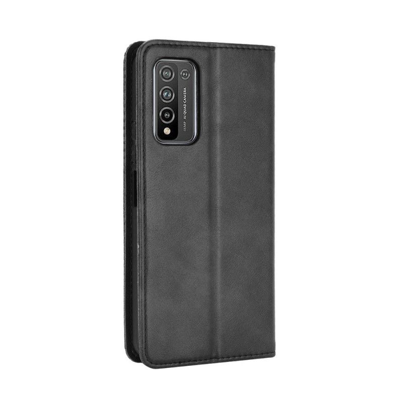 Flip Kotelot Honor 10X Lite Czerwony Czarny Stylizowany Efekt Skóry W Stylu Vintage Etui Ochronne