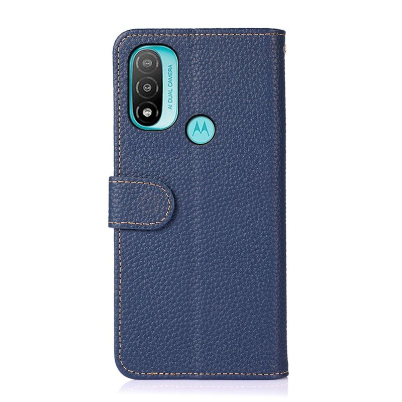 Etui Folio Moto E20 / E30 / E40 Prawdziwa Skóra Lychee Khazneh