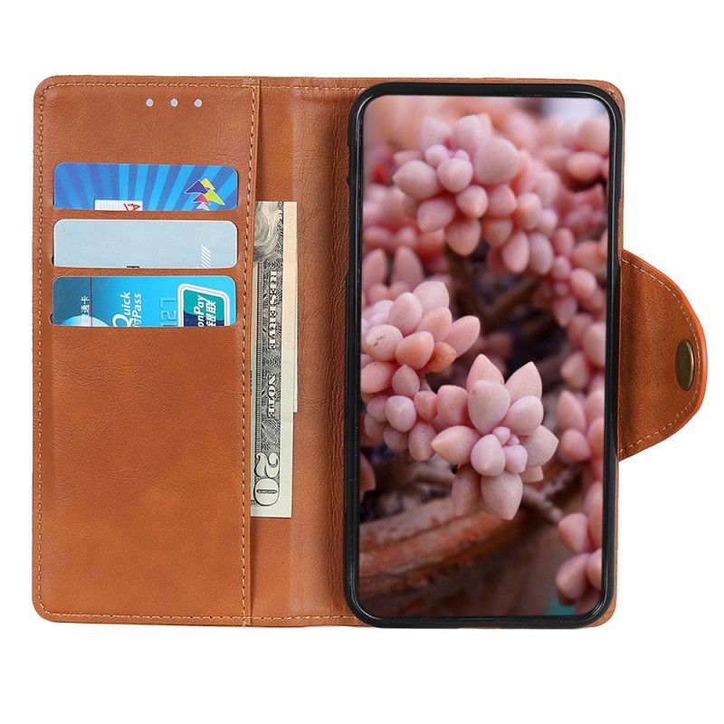 Etui Folio Moto E20 / E30 / E40 Vintage Sztuczna Skóra I Guzik Etui Ochronne