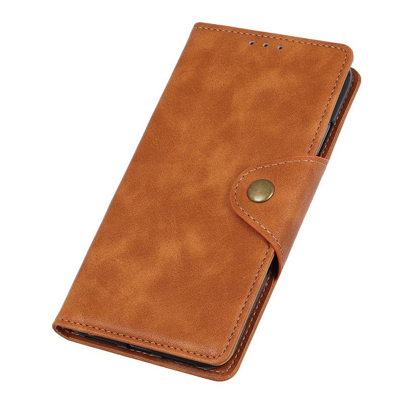 Etui Folio Moto E20 / E30 / E40 Vintage Sztuczna Skóra I Guzik Etui Ochronne