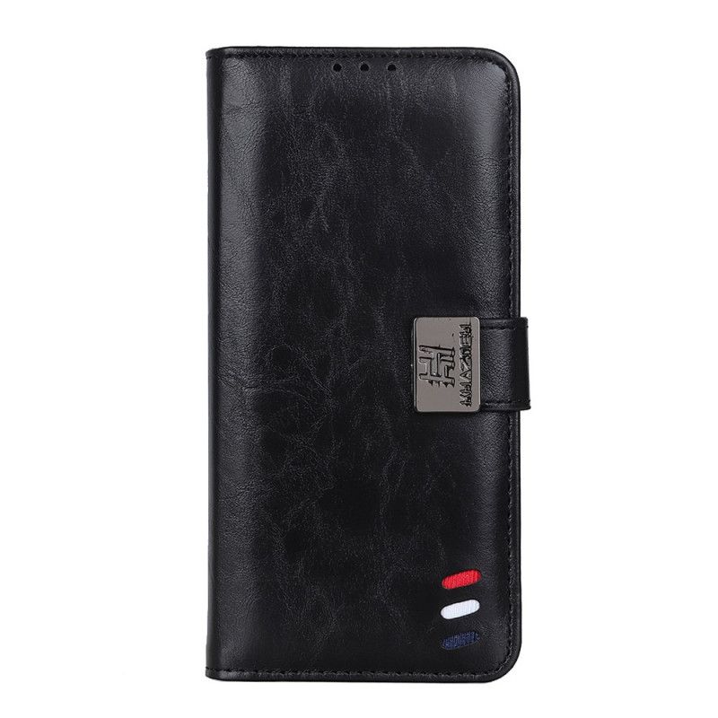 Etui Folio OnePlus 9 Pro Czerwony Czarny Efekt Skóry Tricolor W Stylu Vintage