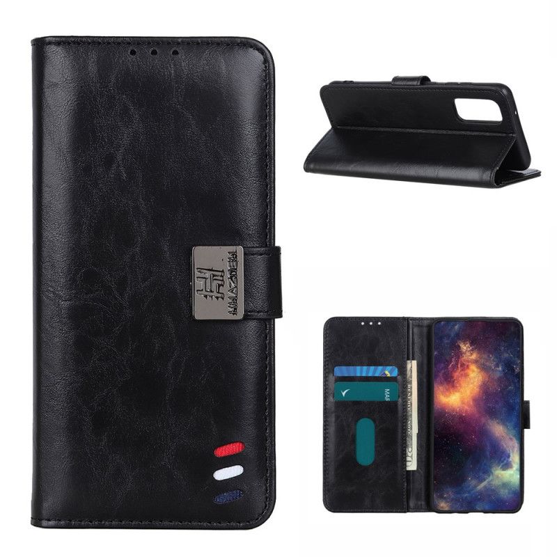 Etui Folio OnePlus 9 Pro Czerwony Czarny Efekt Skóry Tricolor W Stylu Vintage