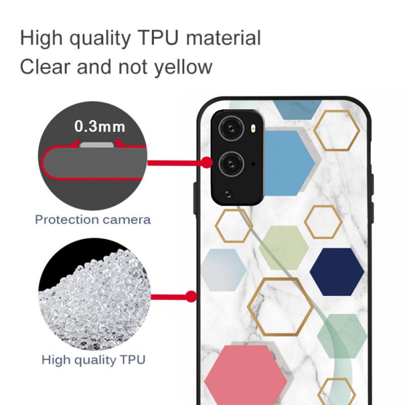 Etui OnePlus 9 Pro Biały Czarny Geometria W Kolorze Marmuru