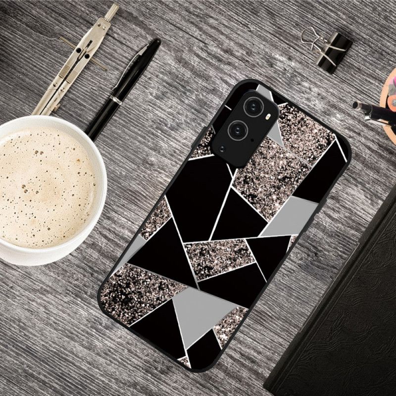 Etui OnePlus 9 Pro Biały Czarny Geometria W Kolorze Marmuru