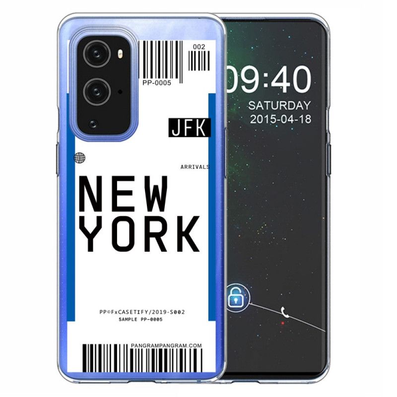 Etui OnePlus 9 Pro Granatowy Czarny Karta Pokładowa Do Nowego Jorku Etui Ochronne