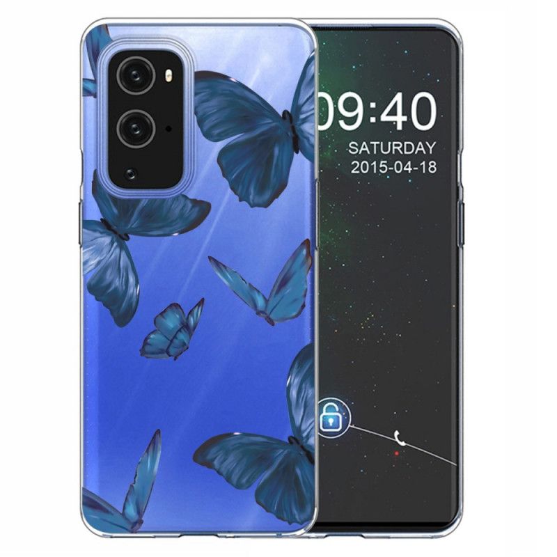 Etui OnePlus 9 Pro Granatowy Różowy Dzikie Motyle