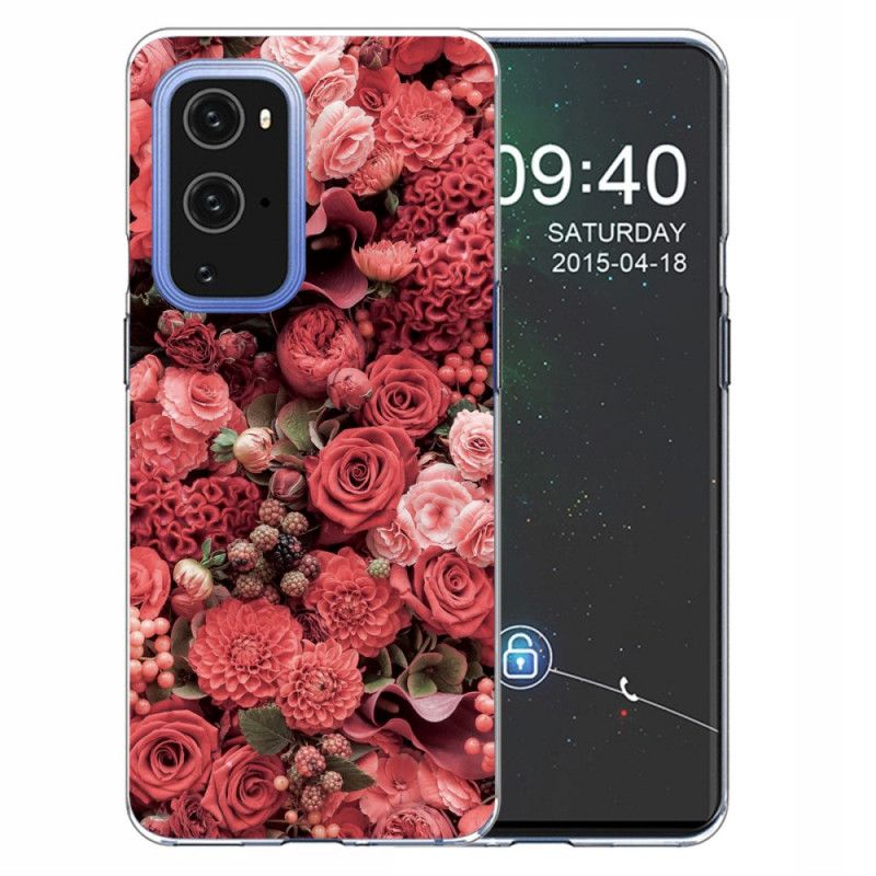 Etui OnePlus 9 Pro Różowy Czerwony Intensywne Kwiaty