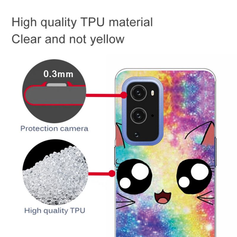 Etui OnePlus 9 Pro Żółty Czarny Kot Rysunkowy Etui Ochronne