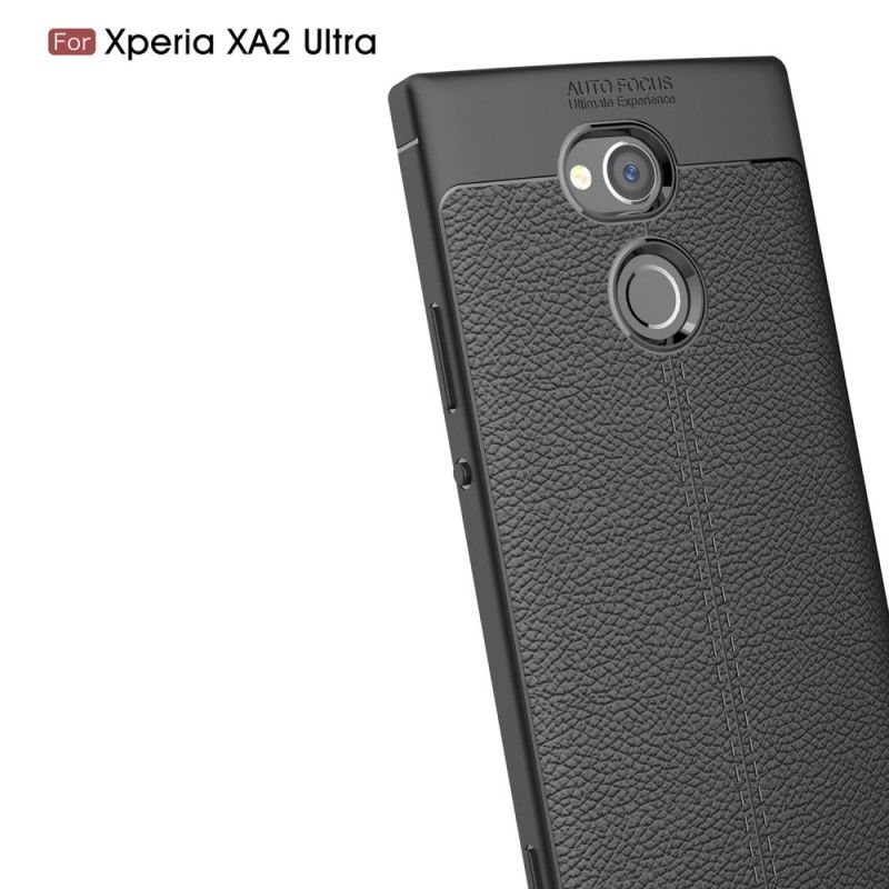 Etui Sony Xperia XA2 Ultra Czerwony Szary Efekt Skóry Z Podwójną Linią Liczi