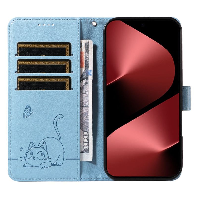 Etui Folio Huawei Pura 80 Pro Graficzny Kot Z Liniami Etui Ochronne