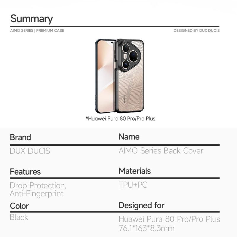 Futerały Huawei Pura 80 Pro Etui Na Telefon Aimo Series Dux Ducis