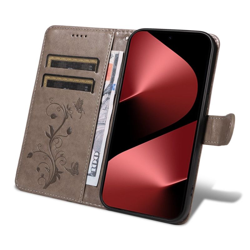 Skórzany Futerał Huawei Pura 80 Pro Etui Na Telefon Wzór Kwiatowy