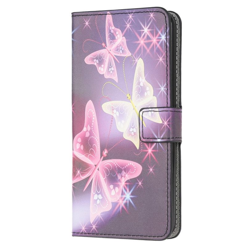 Etui Folio Samsung Galaxy A41 Biały Czarny Motyle I Kwiaty