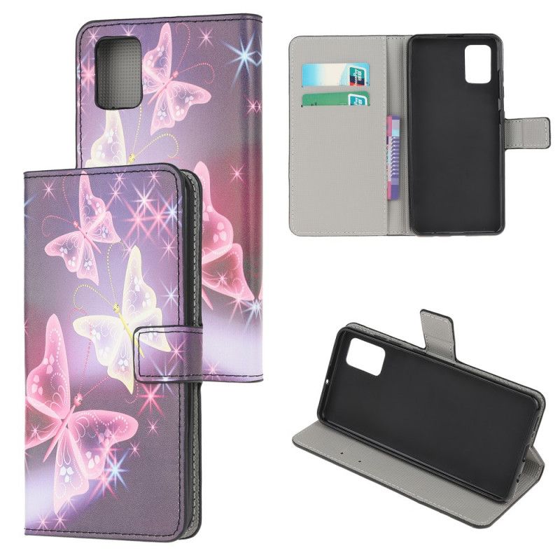 Etui Folio Samsung Galaxy A41 Biały Czarny Motyle I Kwiaty