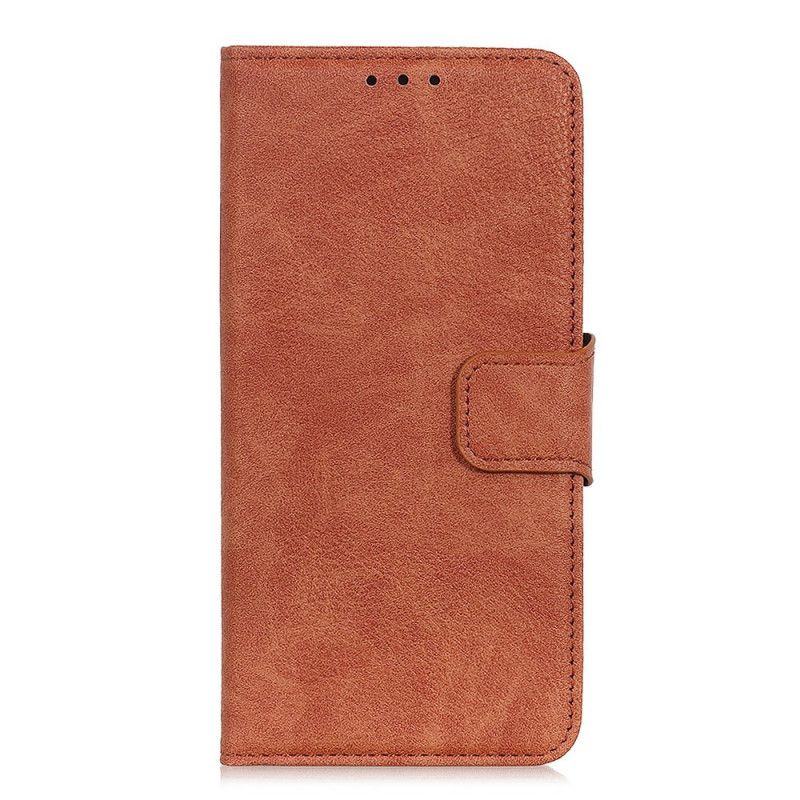 Etui Folio Samsung Galaxy A41 Czerwony Czarny Prosta Imitacja Skóry Liczi Etui Ochronne