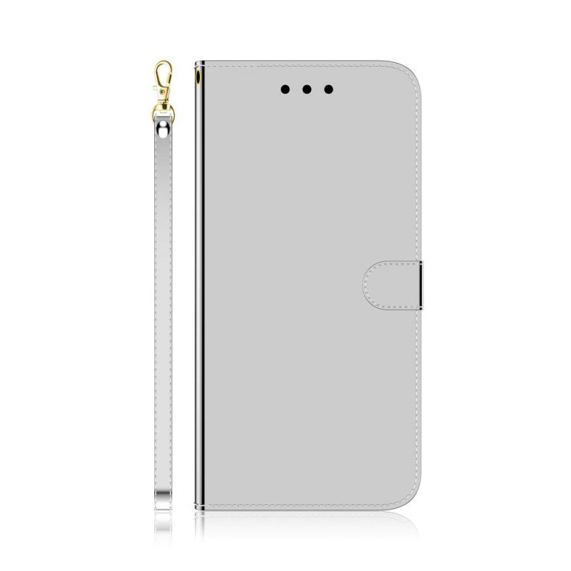 Etui Folio Samsung Galaxy A41 Magenta Czarny Osłona Lusterka Z Imitacji Skóry