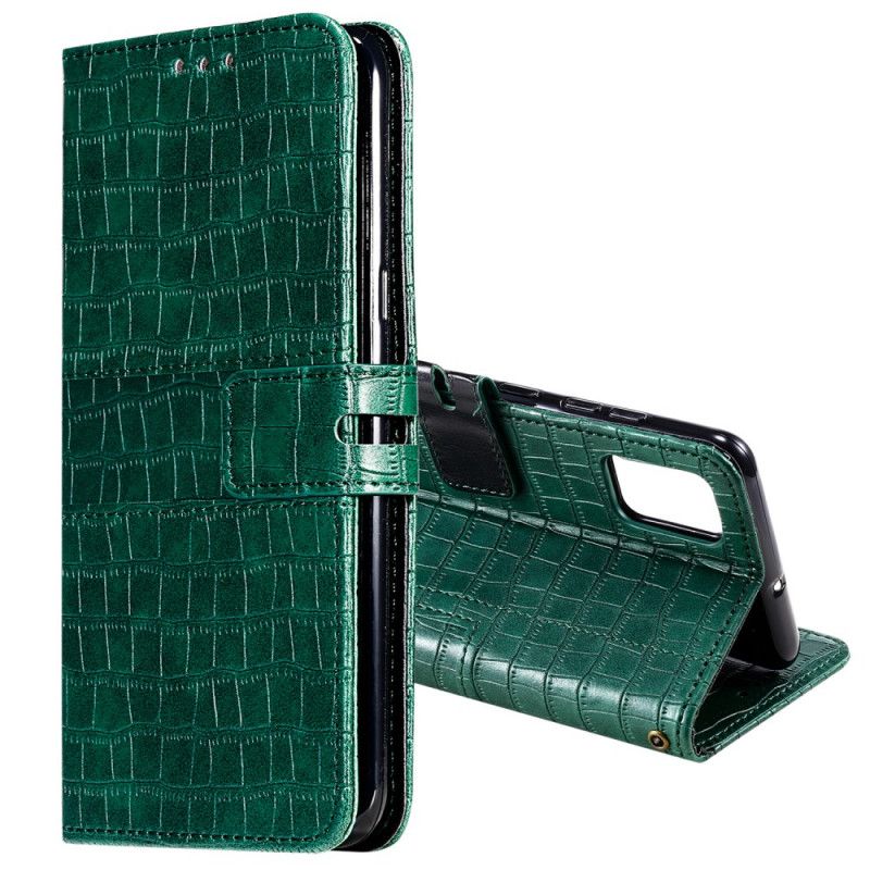 Etui Folio Samsung Galaxy A41 Szary Czarny Całkowicie Krokodyl Etui Ochronne