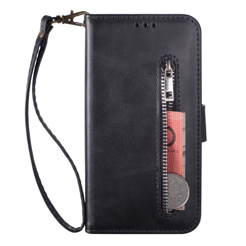 Etui Folio Samsung Galaxy A41 Szary Czarny Portmonetka Na Monety Z Paskiem Etui Ochronne