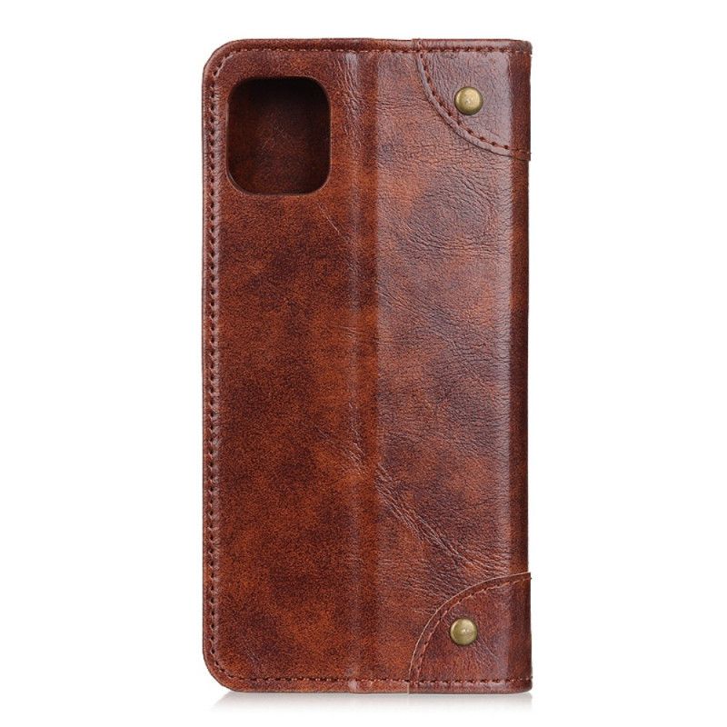 Flip Kotelot Samsung Galaxy A41 Granatowy Czarny Wersja Vintage Z Nitami Etui Ochronne