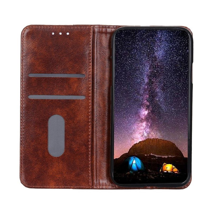 Flip Kotelot Samsung Galaxy A41 Granatowy Czarny Wersja Vintage Z Nitami Etui Ochronne