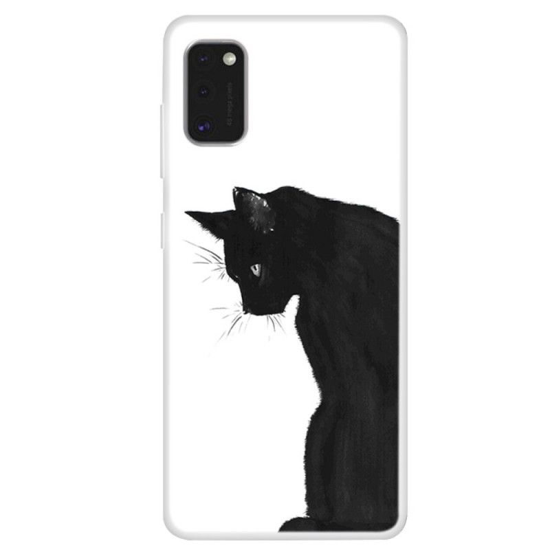 Futerały Samsung Galaxy A41 Etui na Telefon Zamyślony Czarny Kot