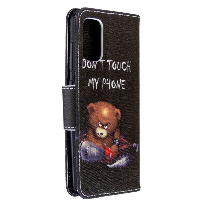 Skórzany Futerał Samsung Galaxy A41 Etui na Telefon Niebezpieczny Niedźwiedź