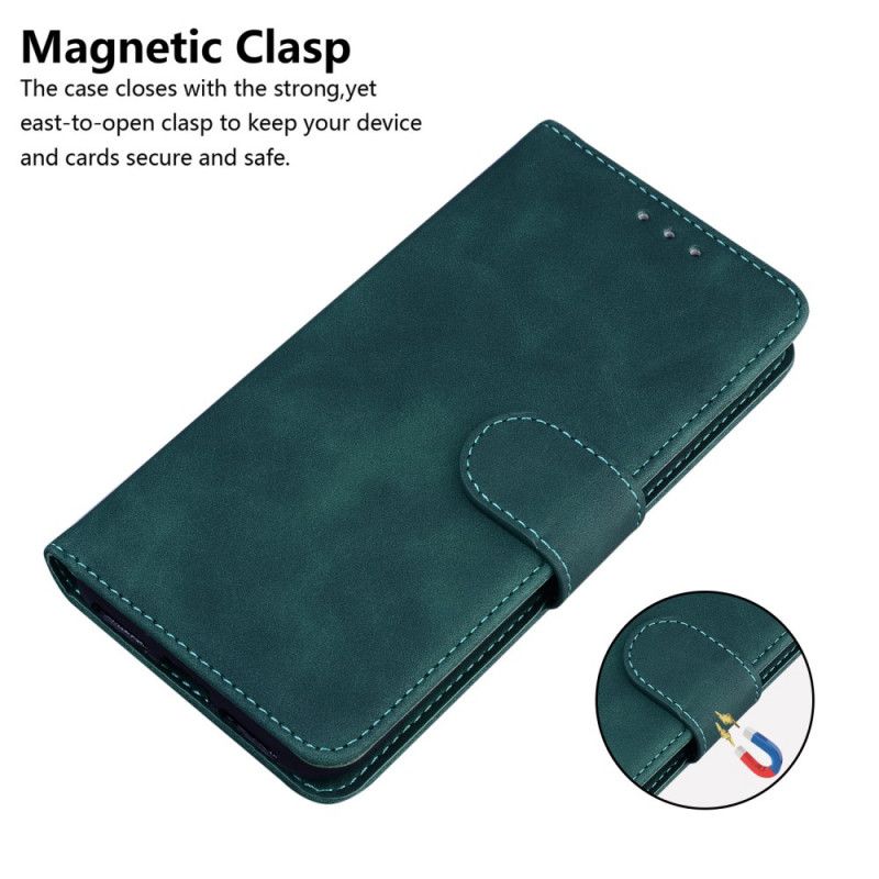 Etui Folio Samsung Galaxy S21 5G Czerwony Czarny Monochromatyczny Efekt Skóry Etui Ochronne