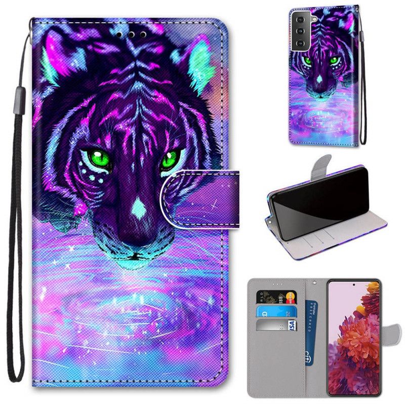 Etui Folio Samsung Galaxy S21 5G Fioletowy Czarny Magiczna Kotka