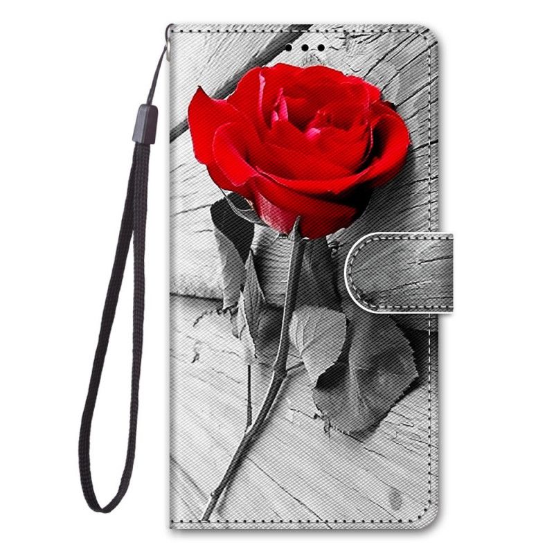 Etui Folio Samsung Galaxy S21 5G Jasnoniebieski Czerwony Cud Kwiatowy Etui Ochronne