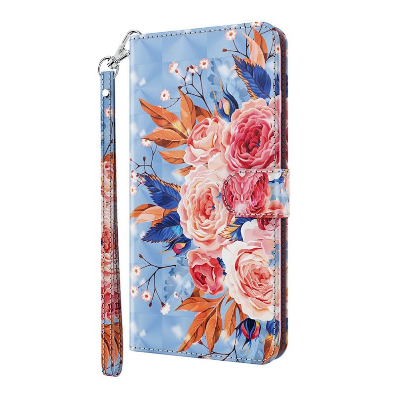 Etui Folio Samsung Galaxy S21 5G Różowy Czerwony Romantyczny Punkt Świetlny Ze Stringami