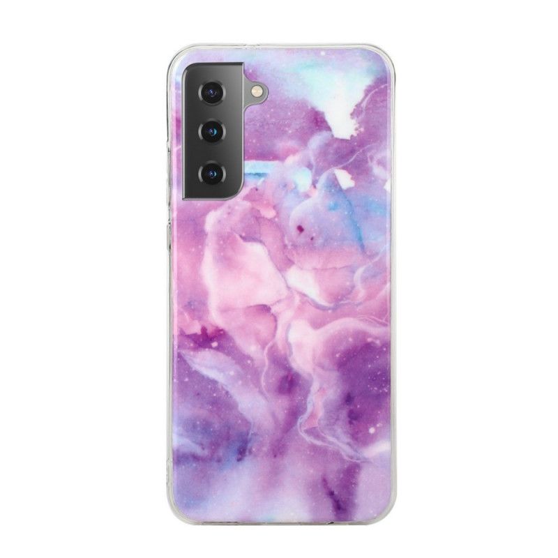 Etui Samsung Galaxy S21 5G Biały Czarny Designerski Marmur Etui Ochronne